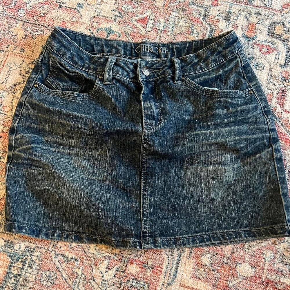 Vintage Cherokee Y2K dark wash denim skirt sz small